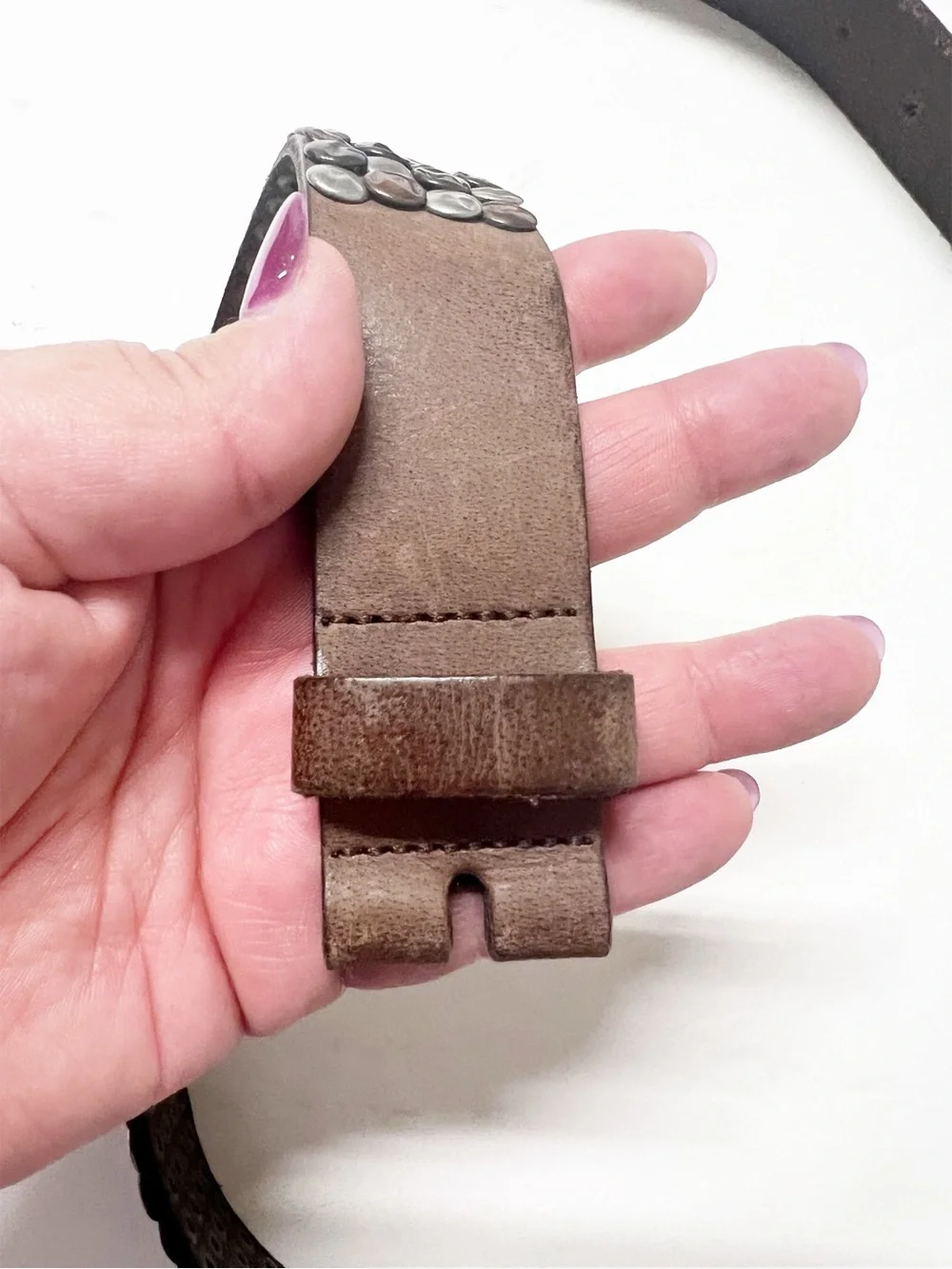 Pieces Womens Boho Brown Leather Mixed Metal Stud Belt without Buckle Size 85